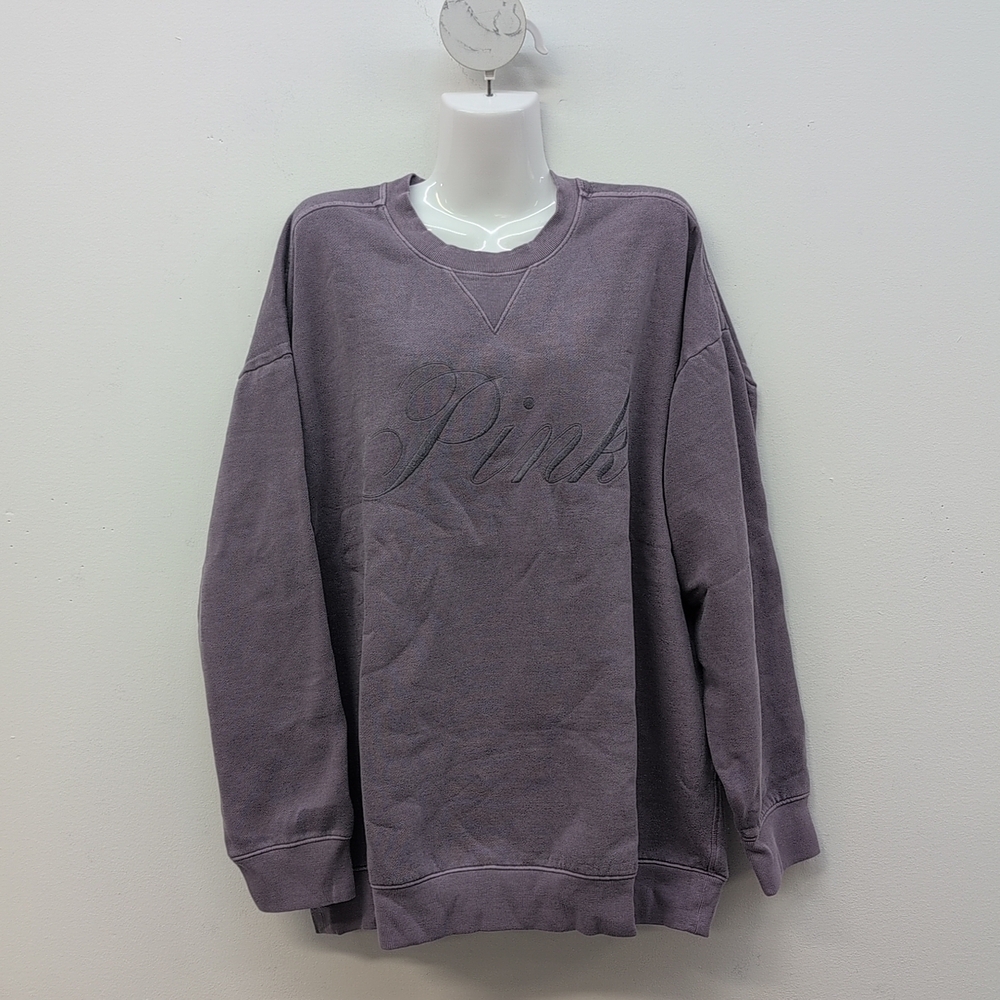 Victoria's Secret Pink Oversized Crew Sweatshirt Size XL Frozen Plum
